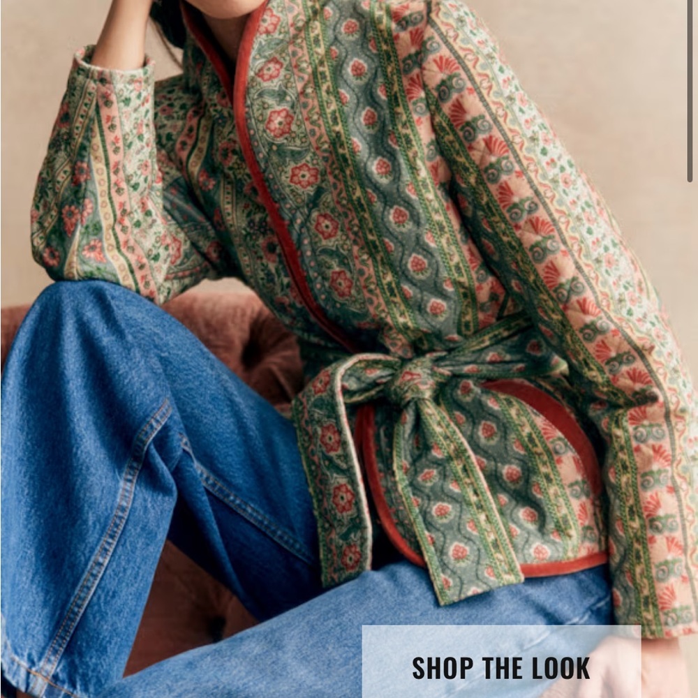 Sezane Floral Green and Red Jacket